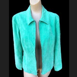 Ladies Christopher & Banks Corduroy S Green Zip Up Jacket